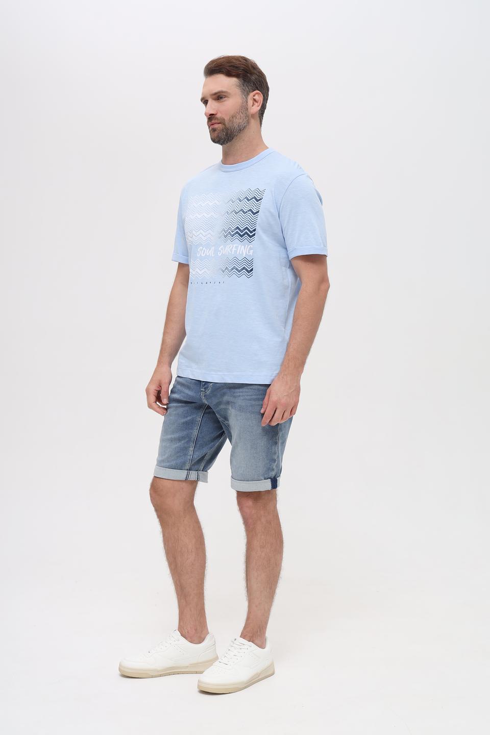 Футболка Tom Tailor голубая с принтом