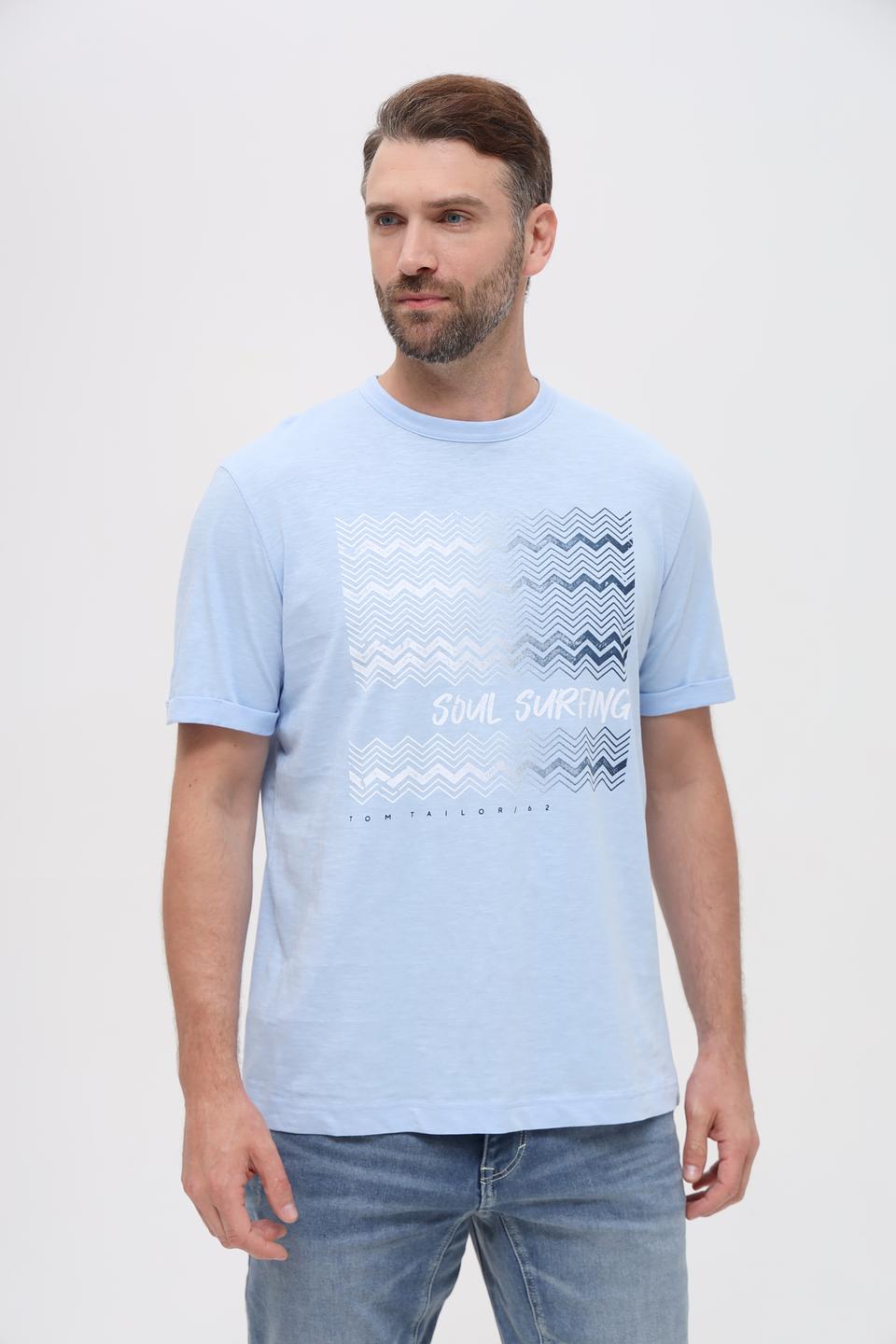 Футболка Tom Tailor голубая с принтом