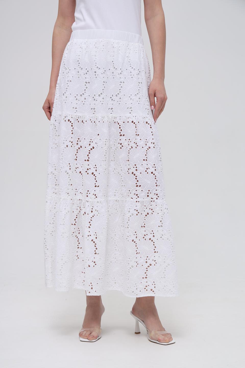 Юбка Broadway хлопковая ажурная белая