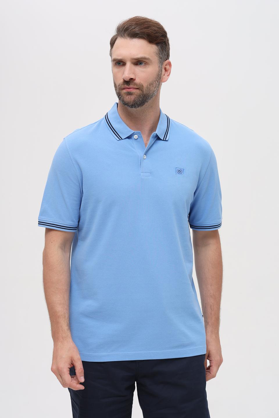 Поло Bugatti голубое с полоской