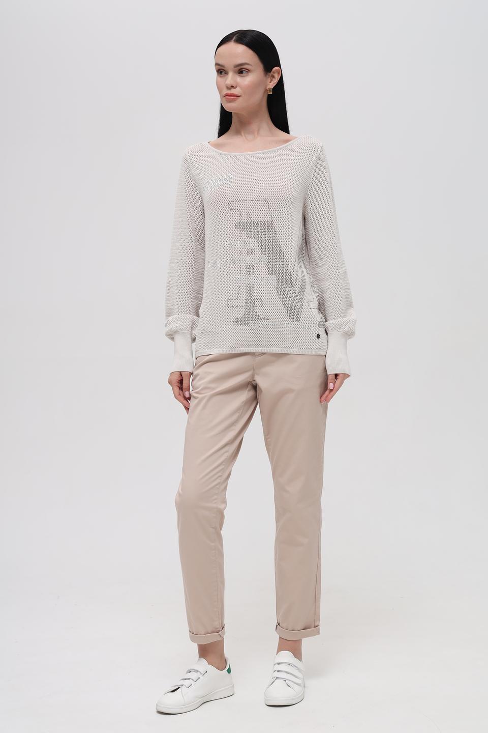 Пуловер Monari с ажурным узором бежевый