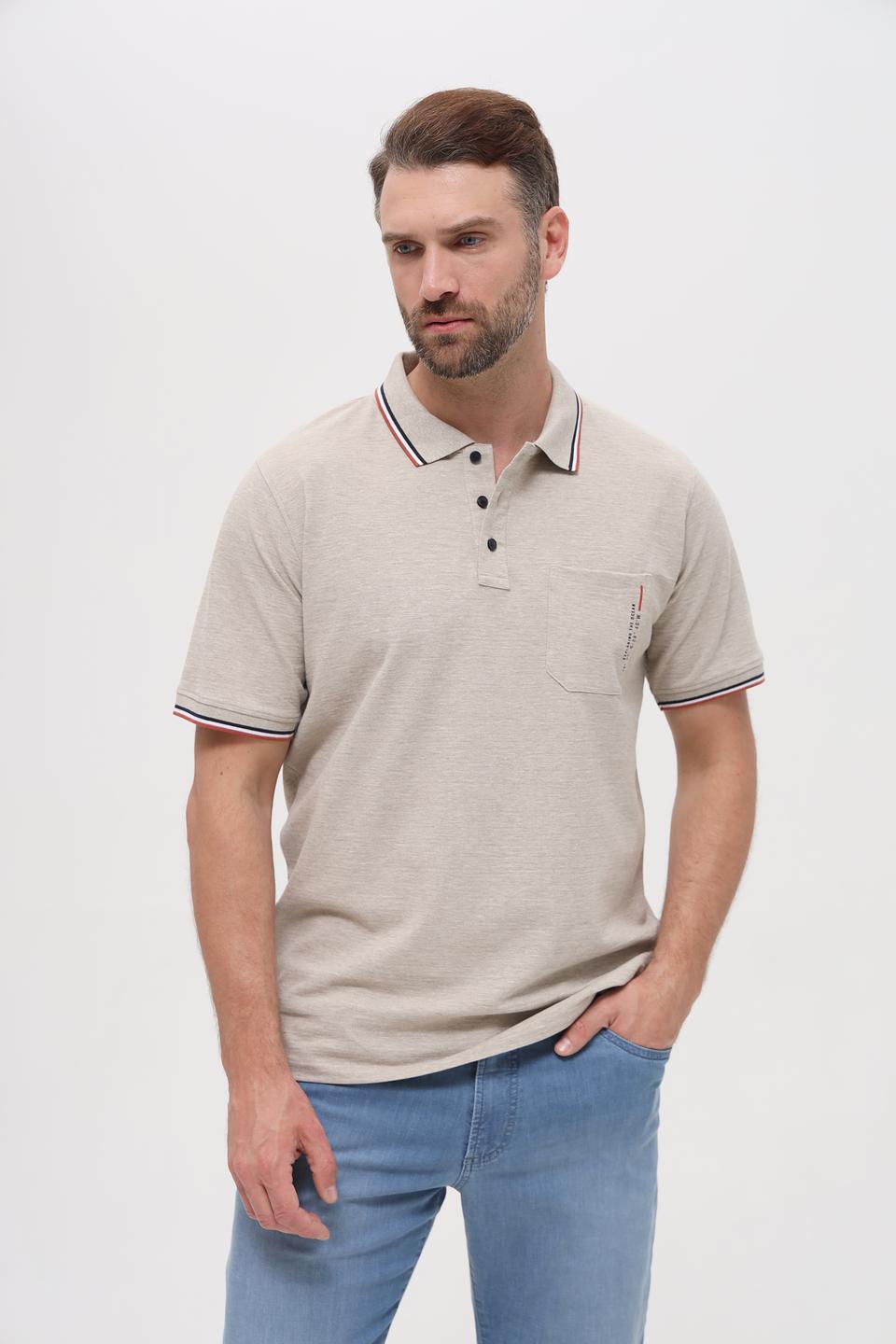 Поло Casa Moda с карманом бежевое