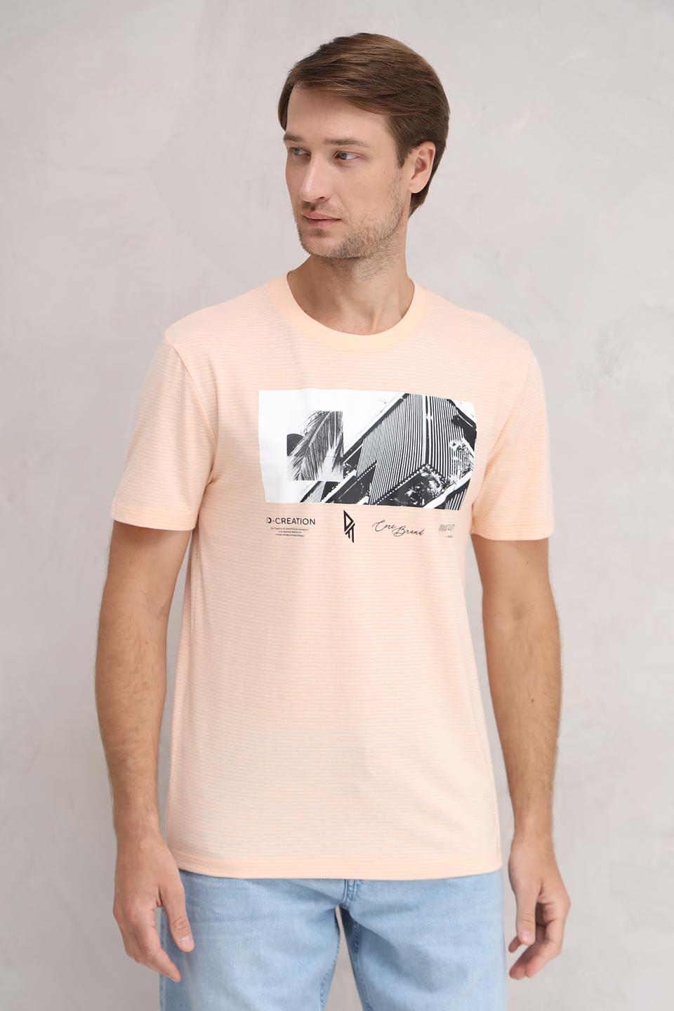 Футболка Tom Tailor персиковая с принтом