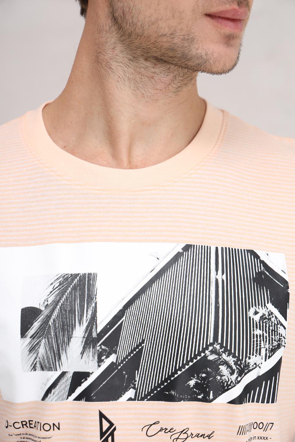 Футболка Tom Tailor персиковая с принтом