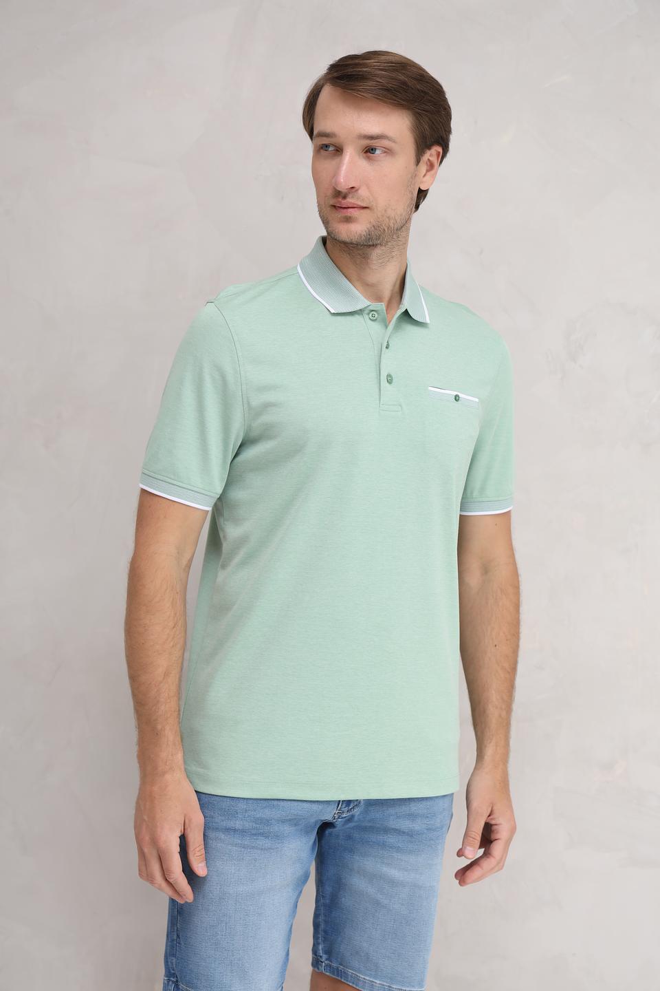 Поло Bugatti мятный с белой отделкой