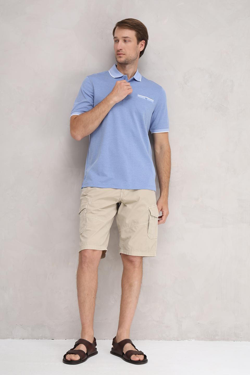 Поло Bugatti голубое с белым