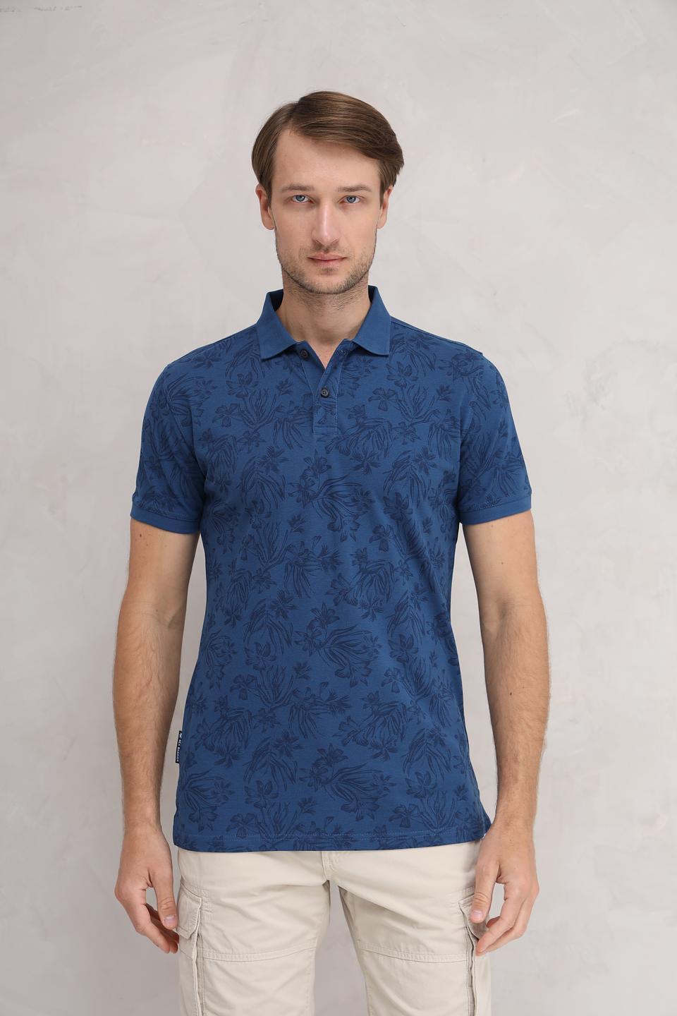 Поло Sea Barrier с узором синий