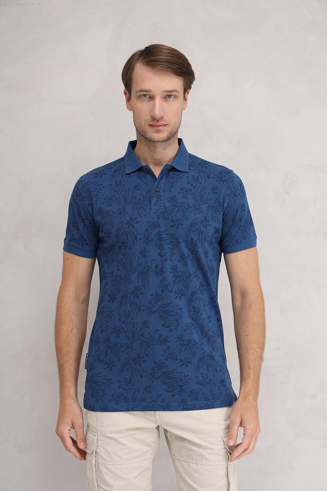 Поло Sea Barrier с узором синий