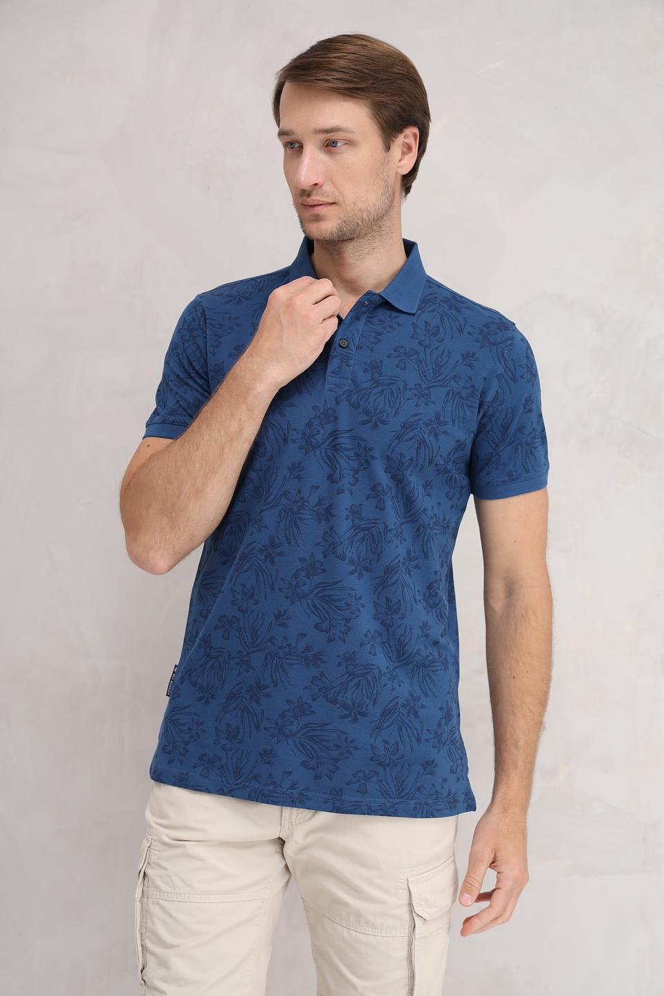 Поло Sea Barrier с узором синий