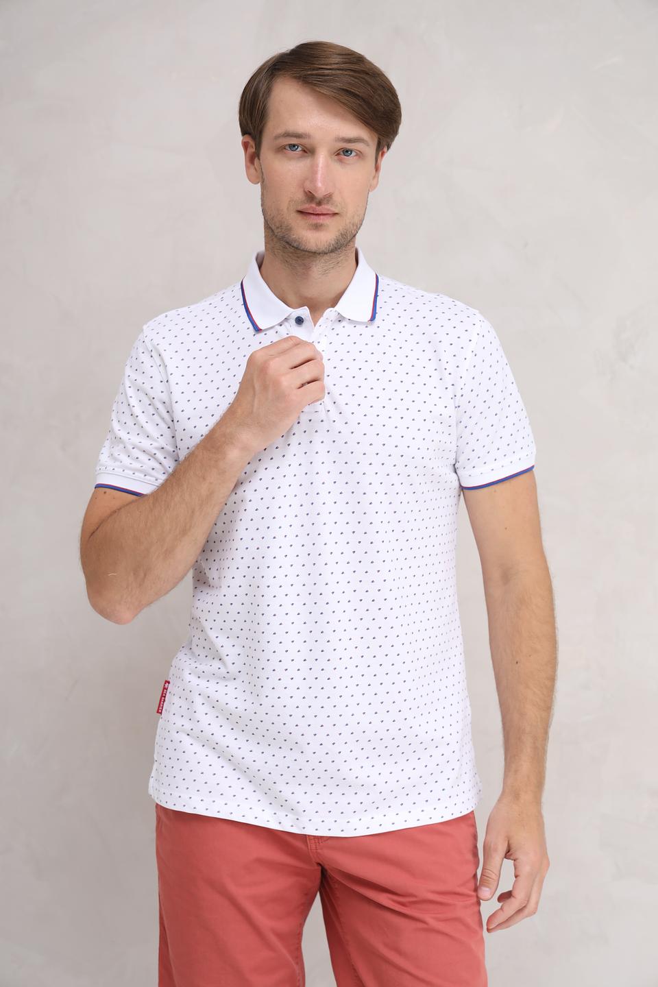 Поло Sea Barrier в горошек белый
