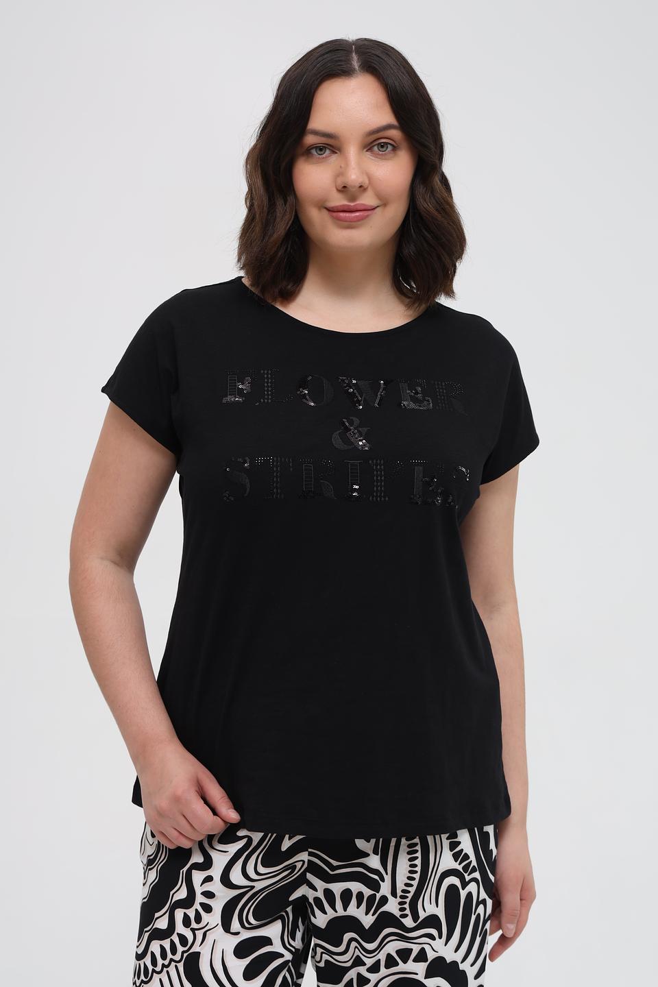 Футболка Samoon с пайетками чёрная