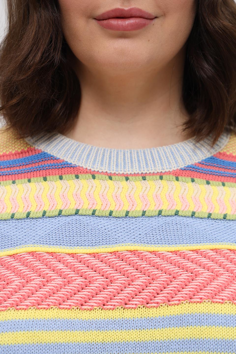 Пуловер Oui с коротким рукавом в полоску