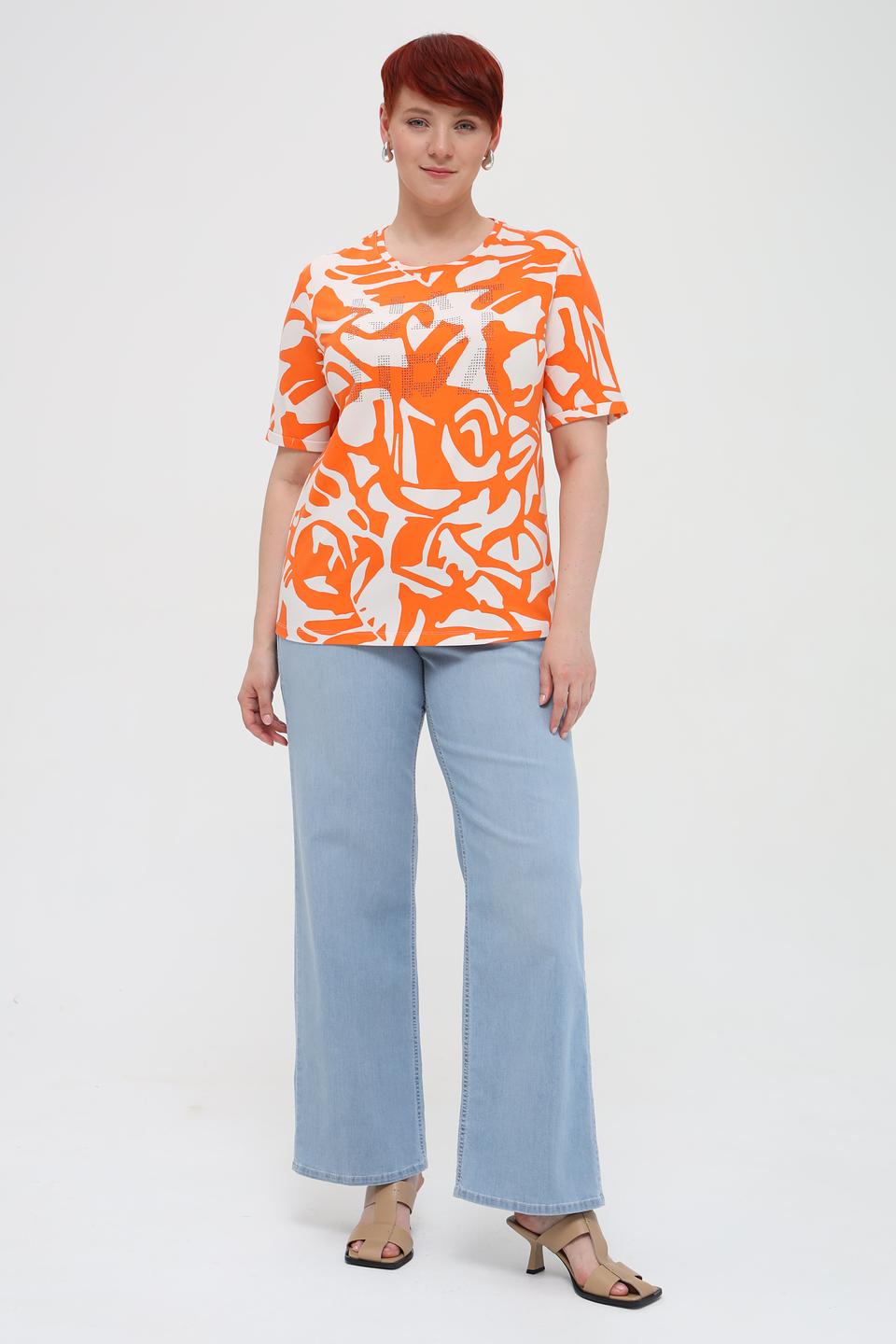 Футболка Rabe collection оранжевая с принтом