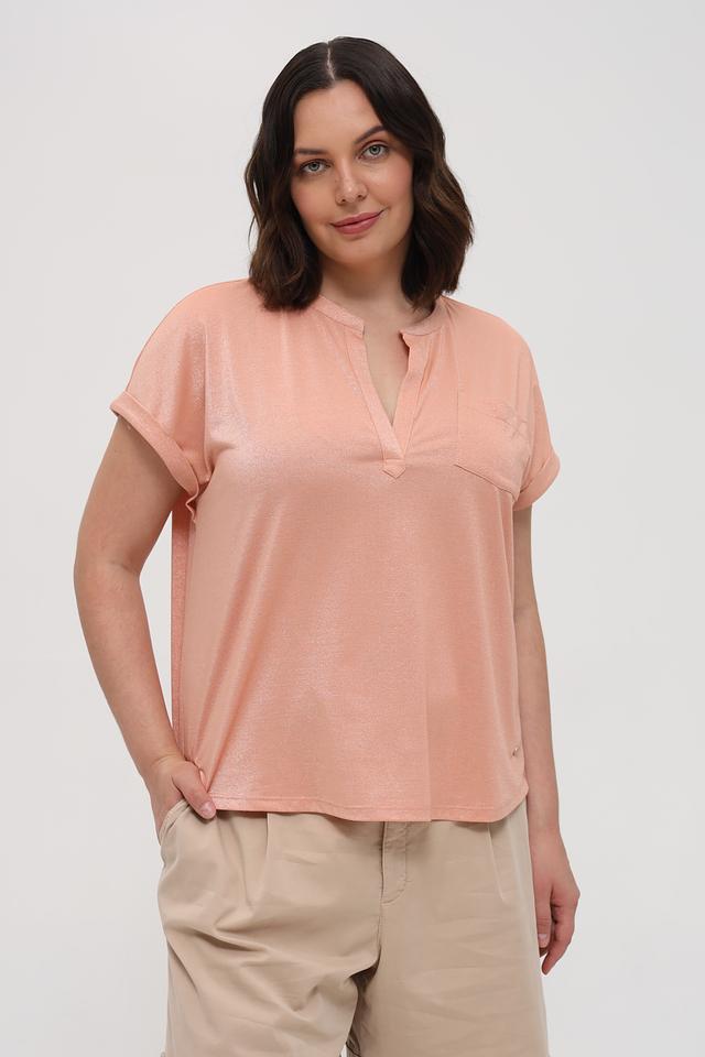 Футболка Monari персиковая с V-образным вырезом