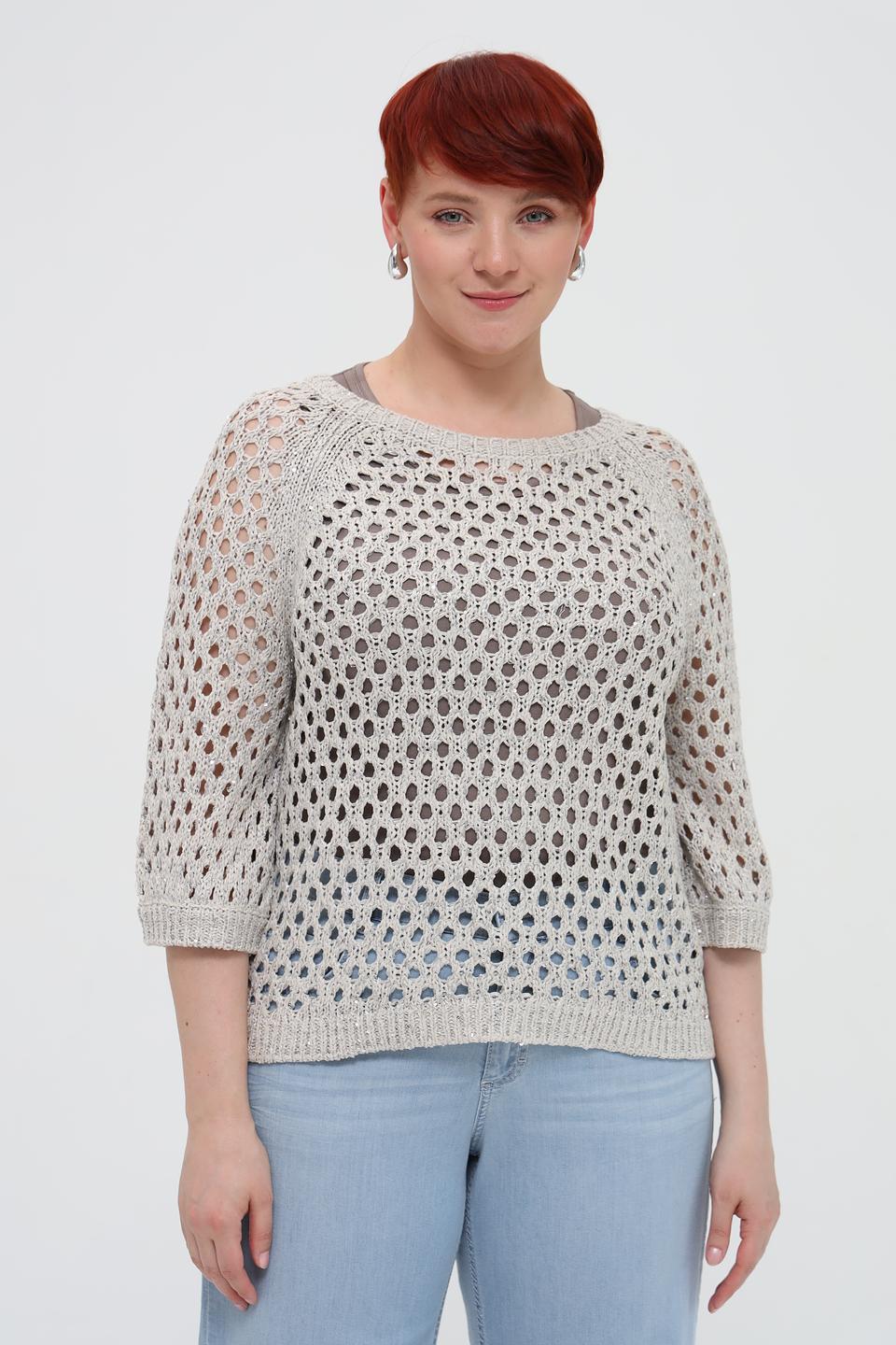 Пуловер Monari с ажурной вязкой бежевый