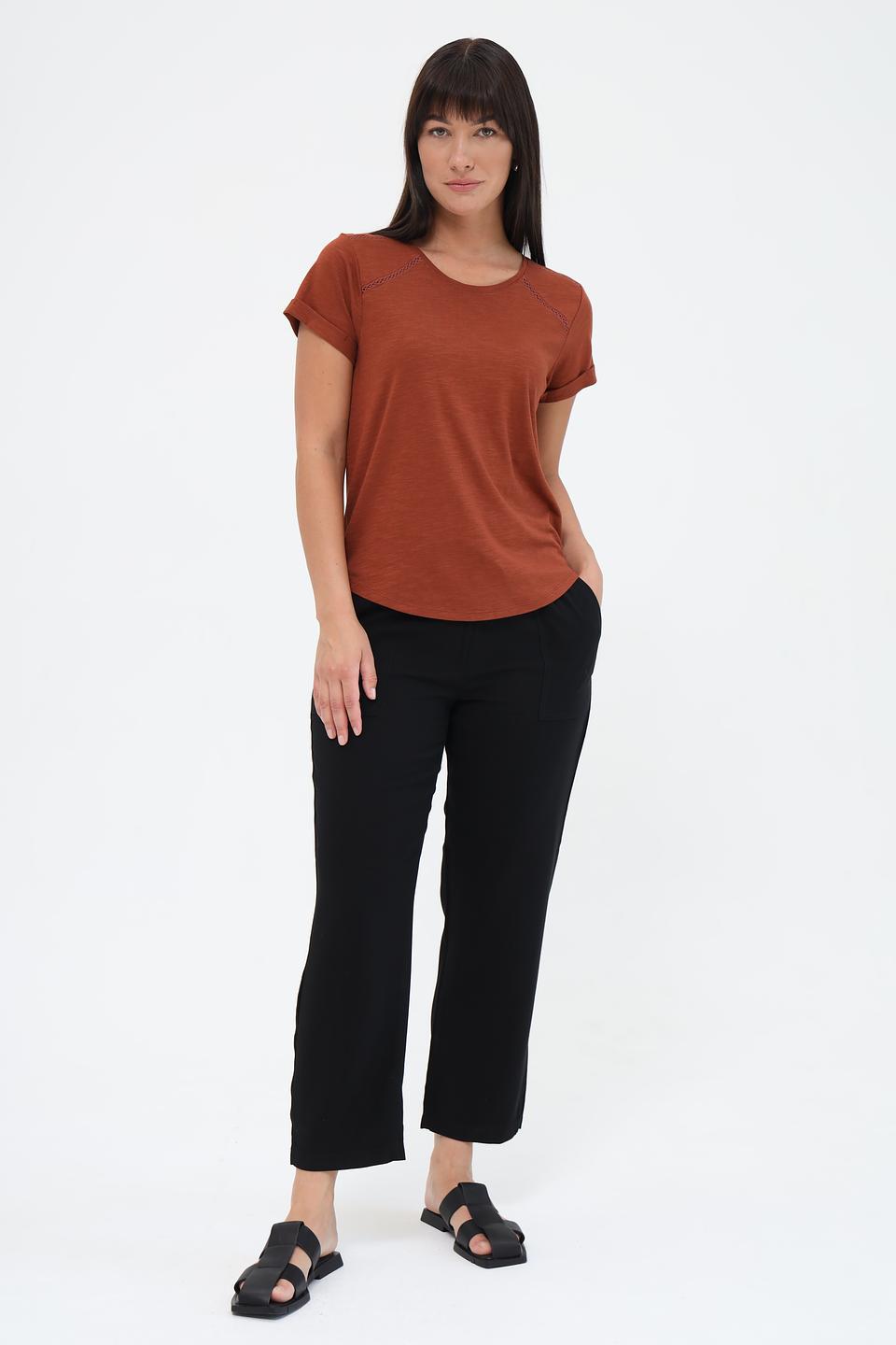 Футболка Taifun с декоративной отделкой терракотовая