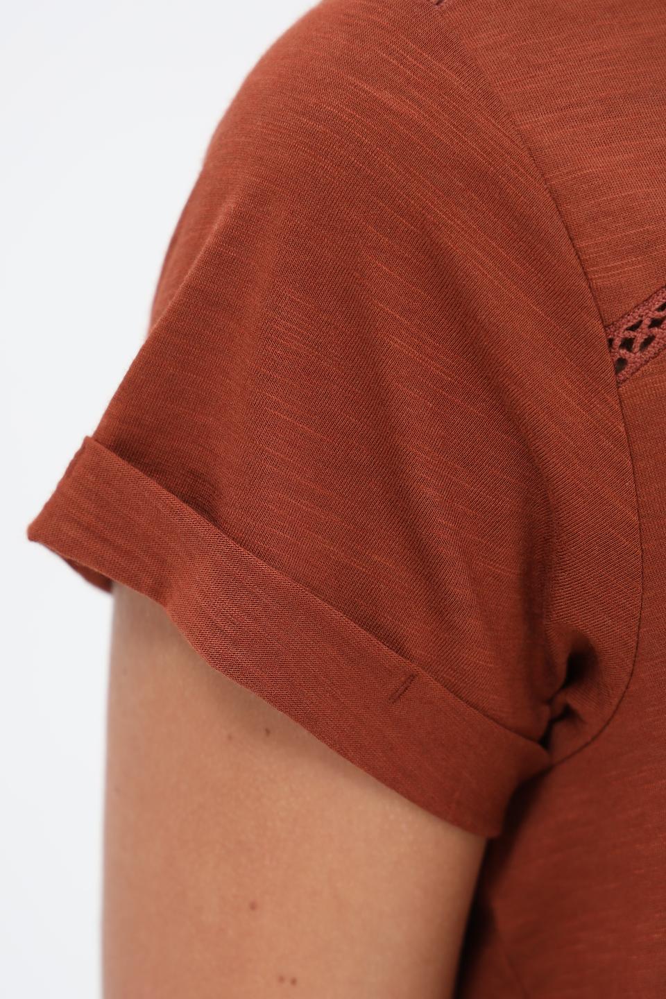 Футболка Taifun с декоративной отделкой терракотовая