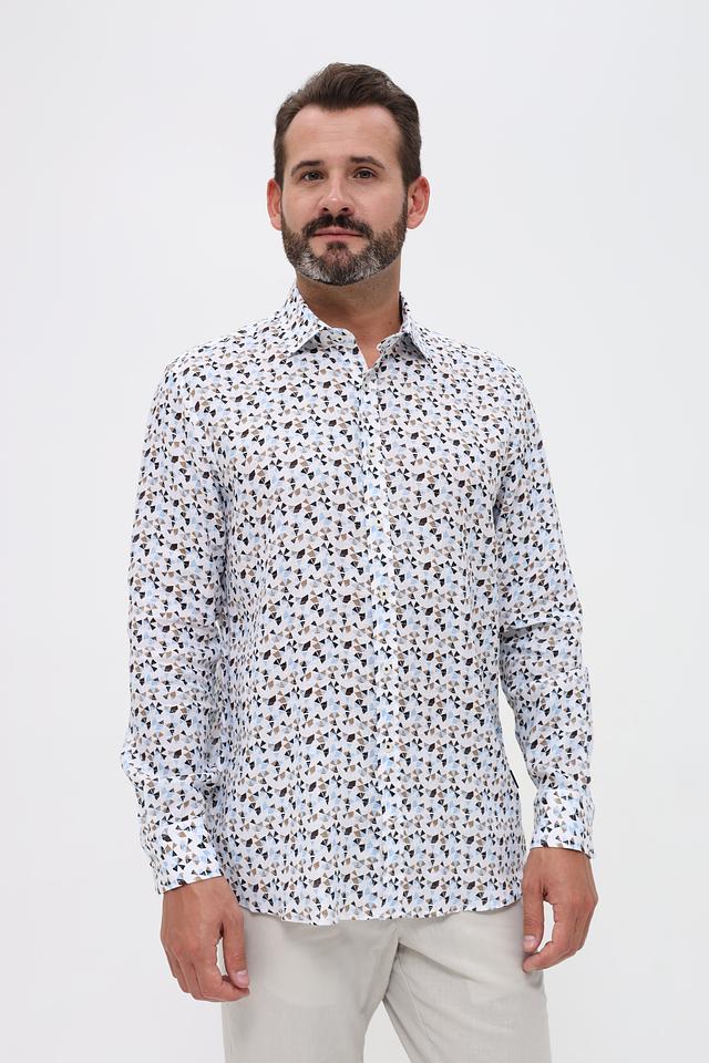 Рубашка Bugatti с принтом голубой