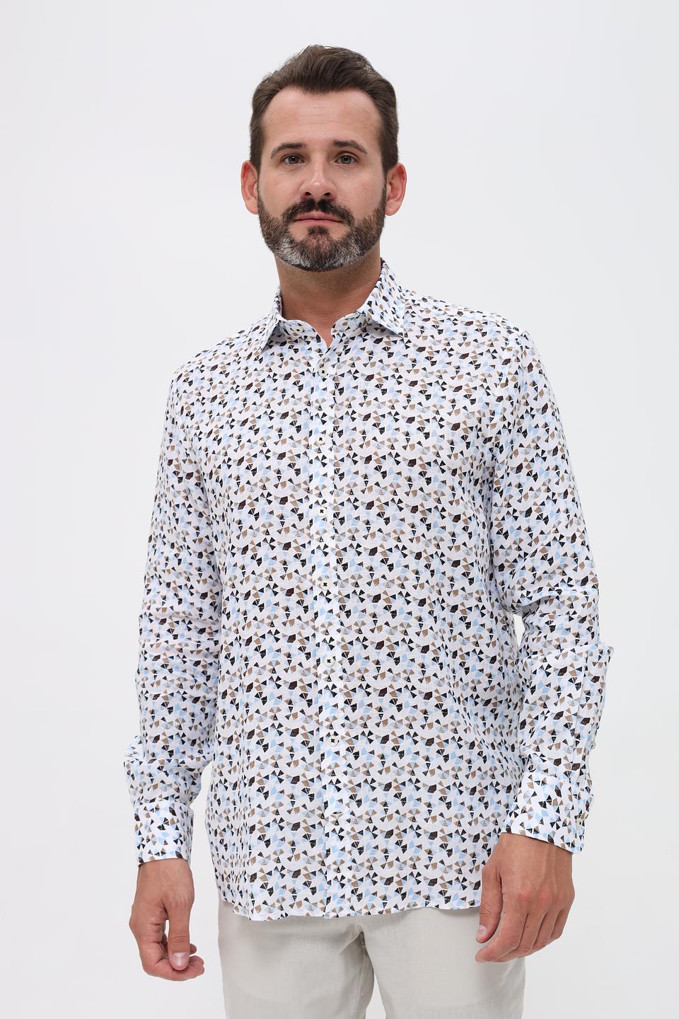 Рубашка Bugatti с принтом голубой