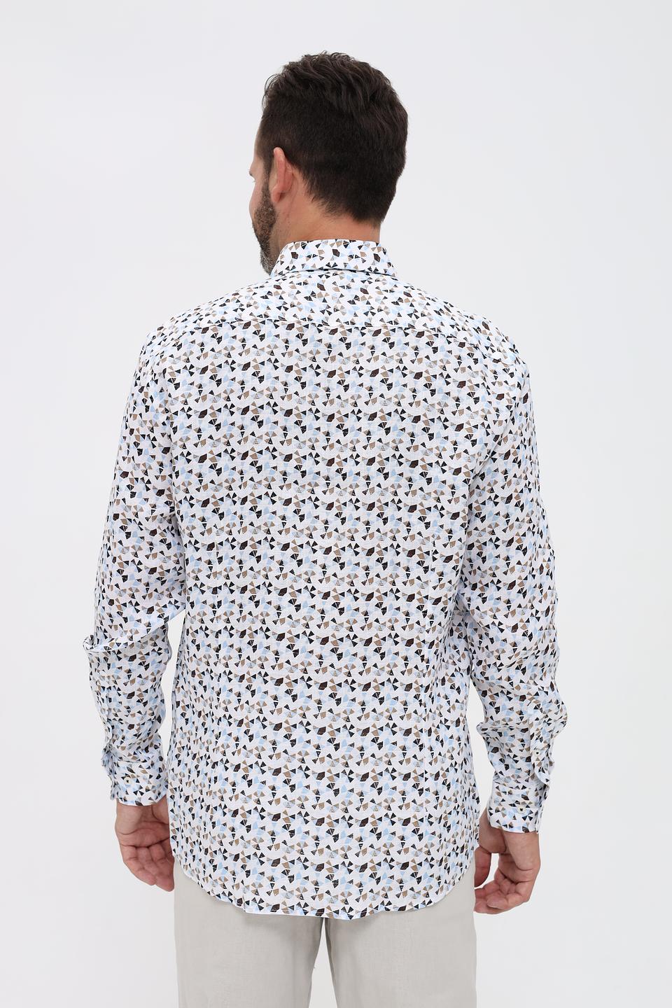 Рубашка Bugatti с принтом голубой