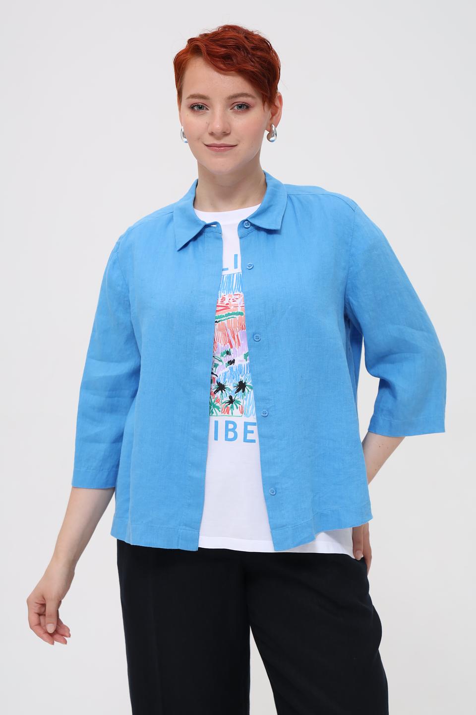 Блуза Marc Aurel льняная голубая