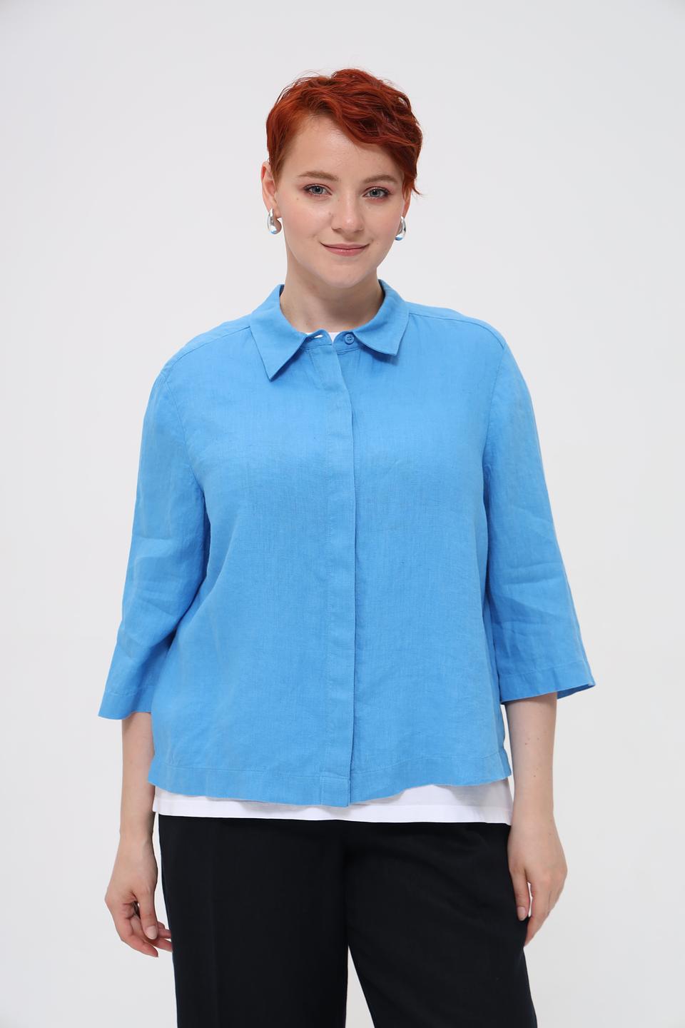 Блуза Marc Aurel льняная голубая