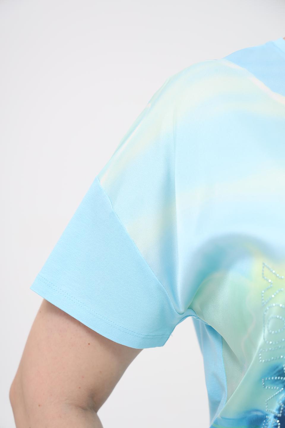 Блуза Rabe collection с принтом пальмы голубая