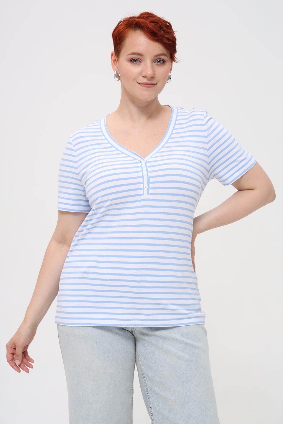 Футболка Oui в полоску голубую