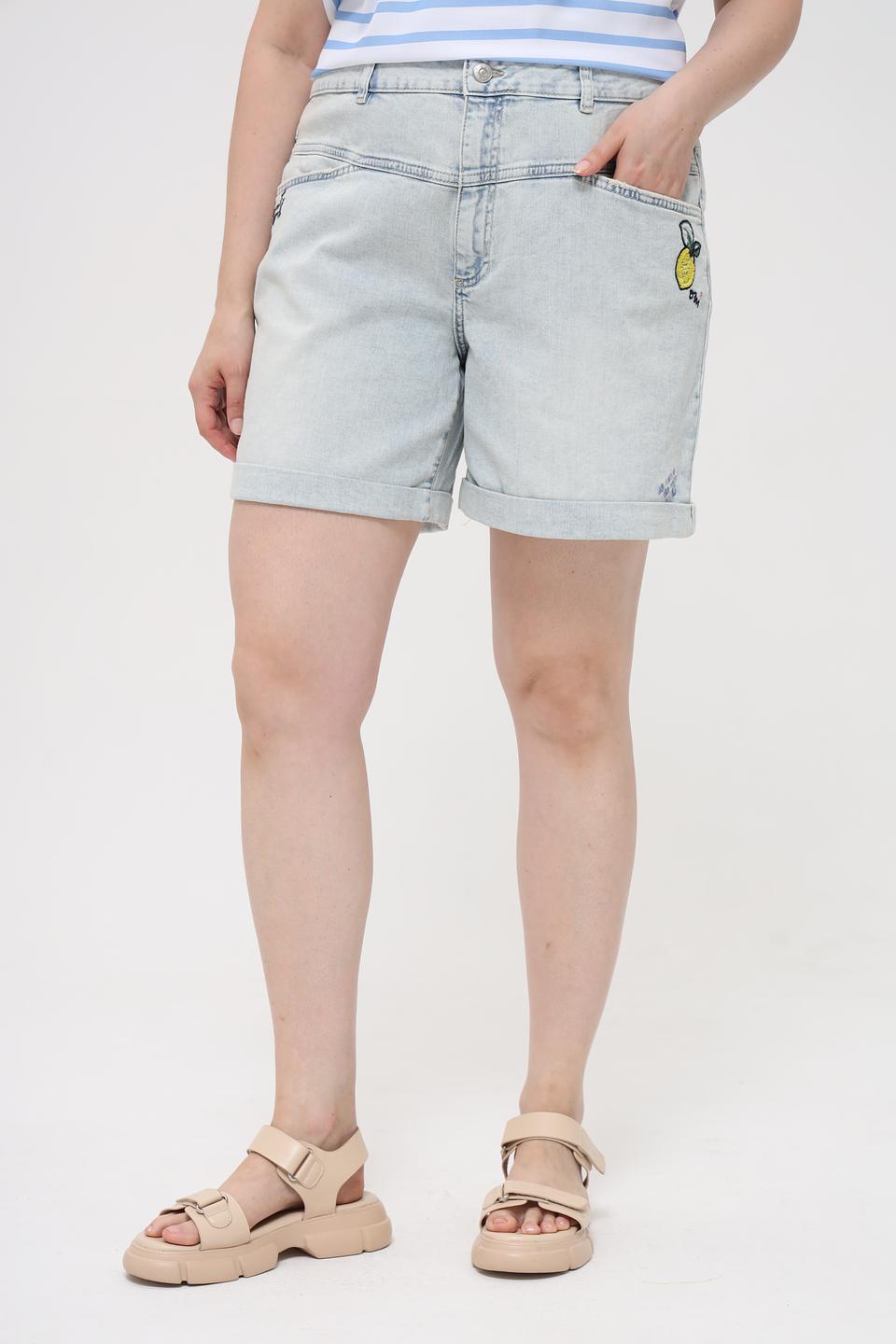 Шорты Oui деним с вышивкой голубые