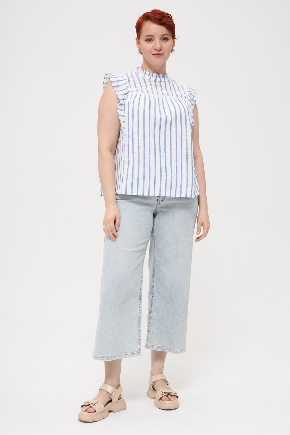 Блуза Oui в полоску с рюшами