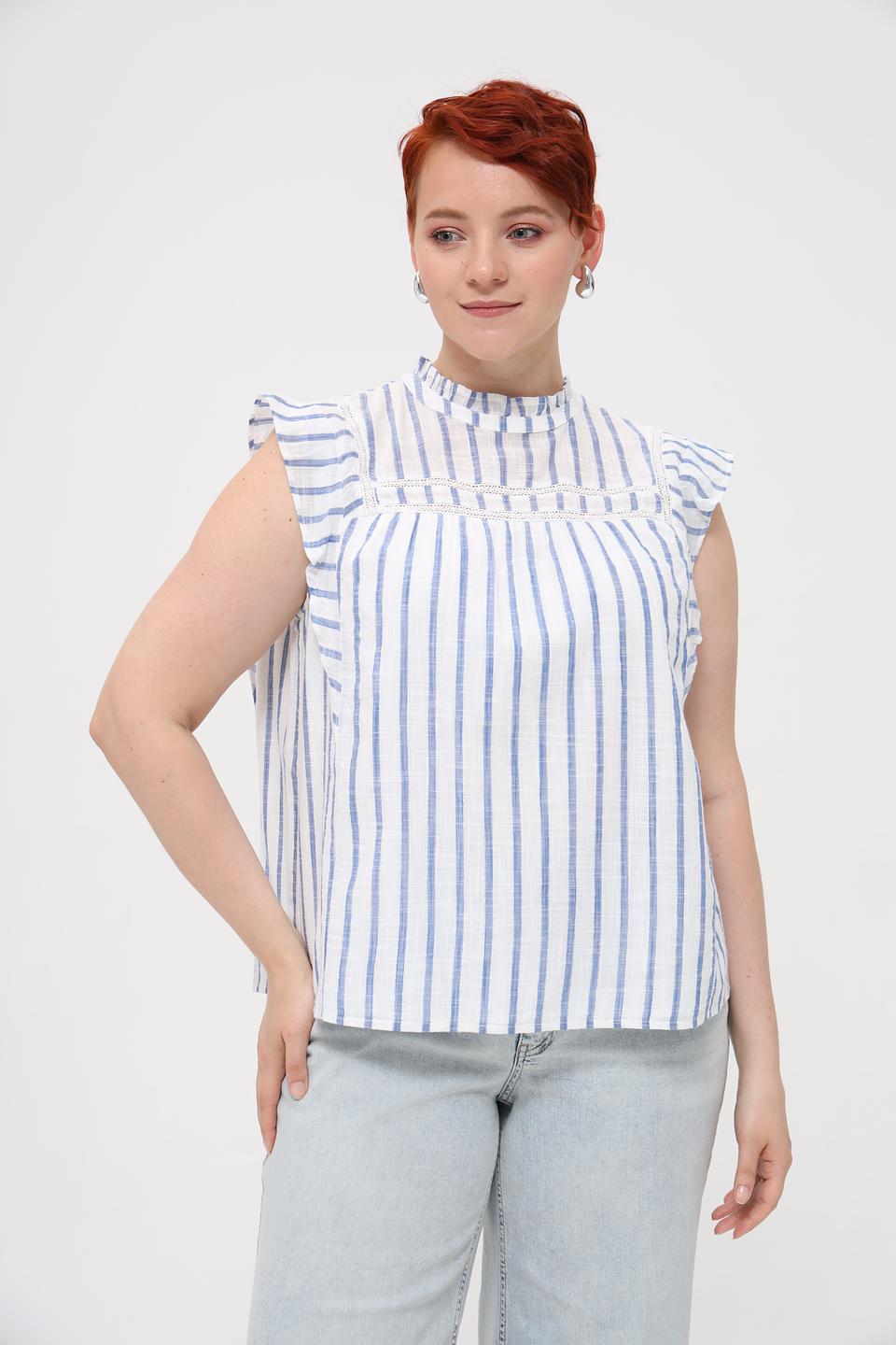 Блуза Oui в полоску с рюшами