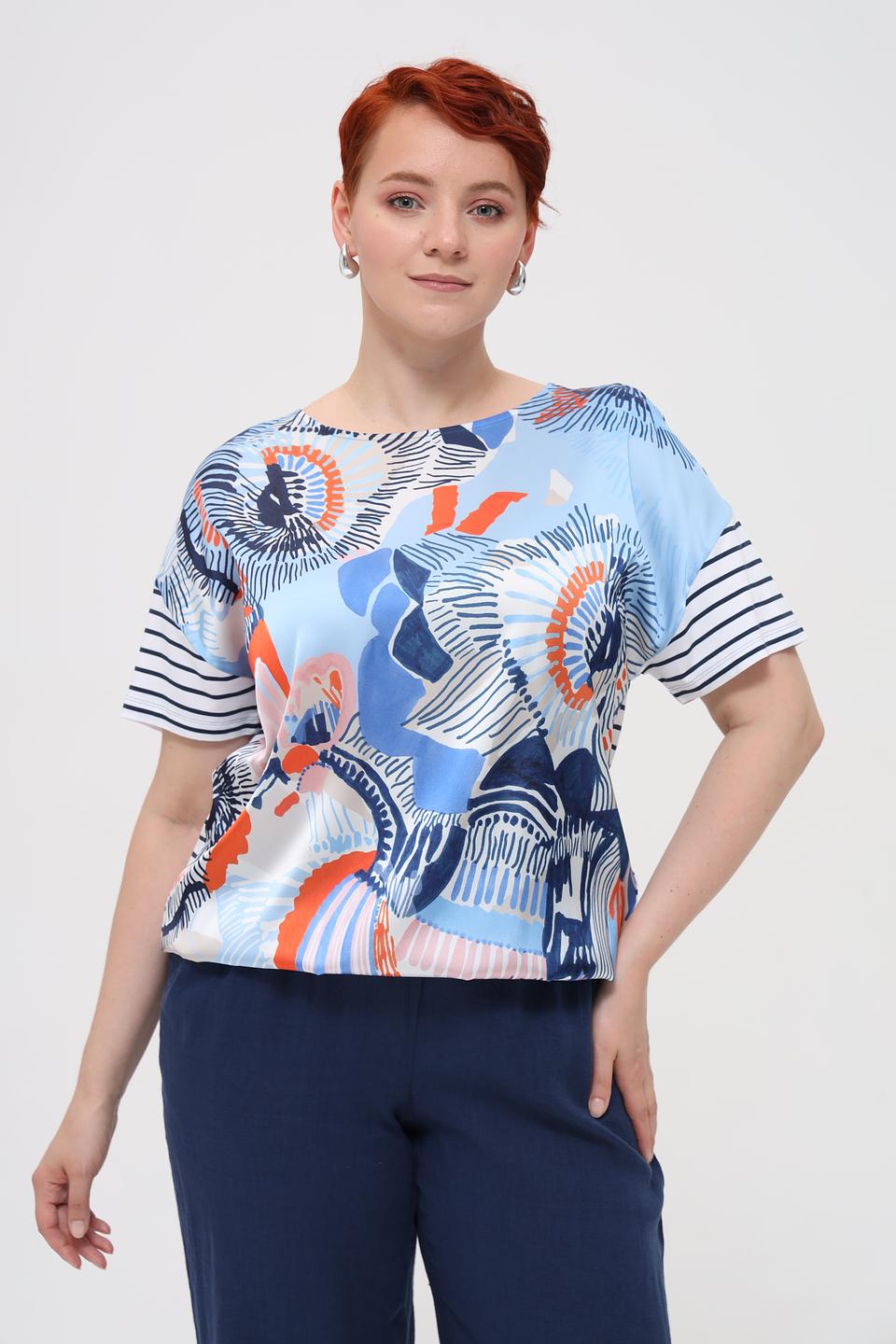 Блуза Rabe collection с принтом голубая