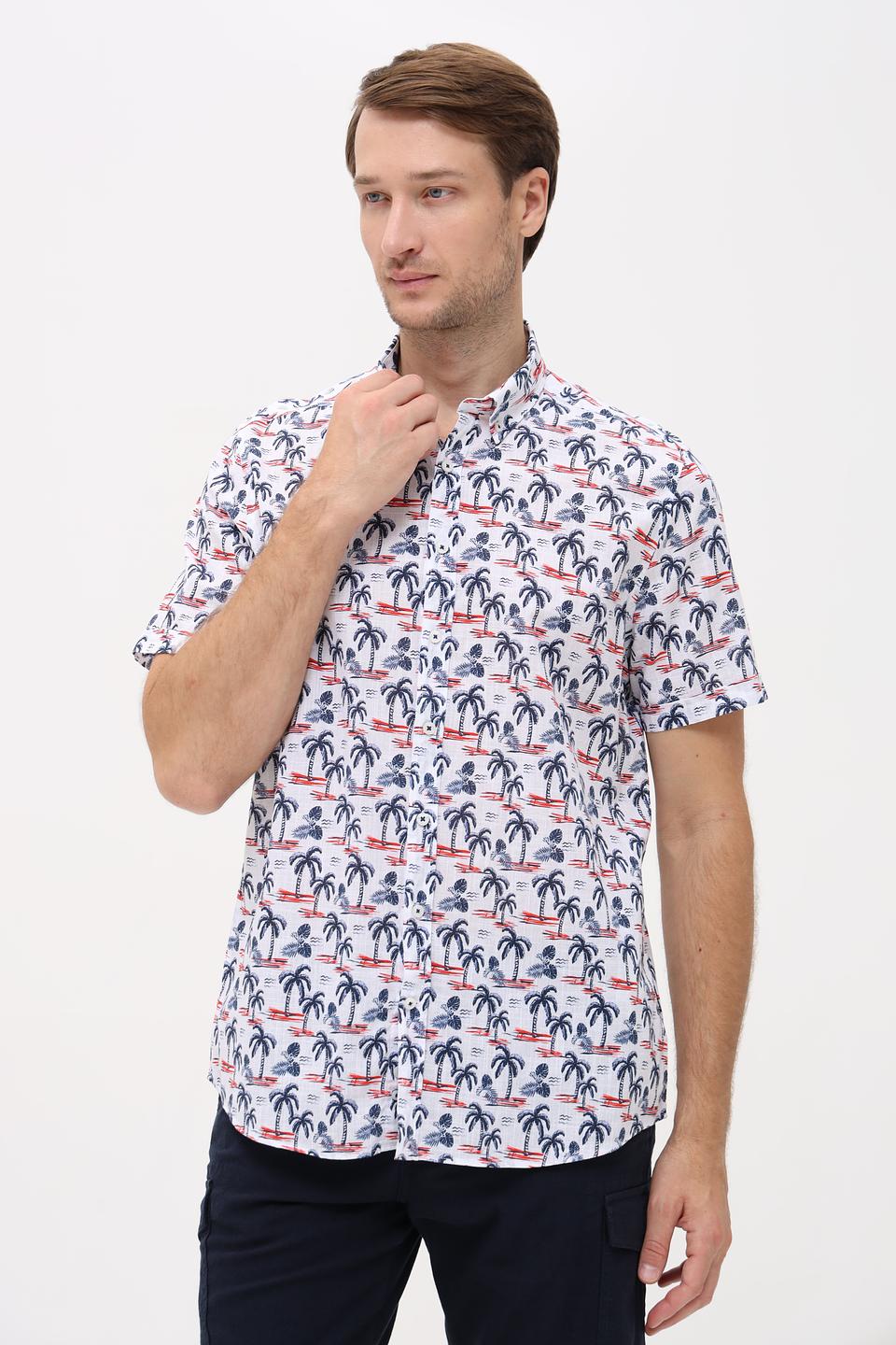 Рубашка кр Bugatti с пальмами