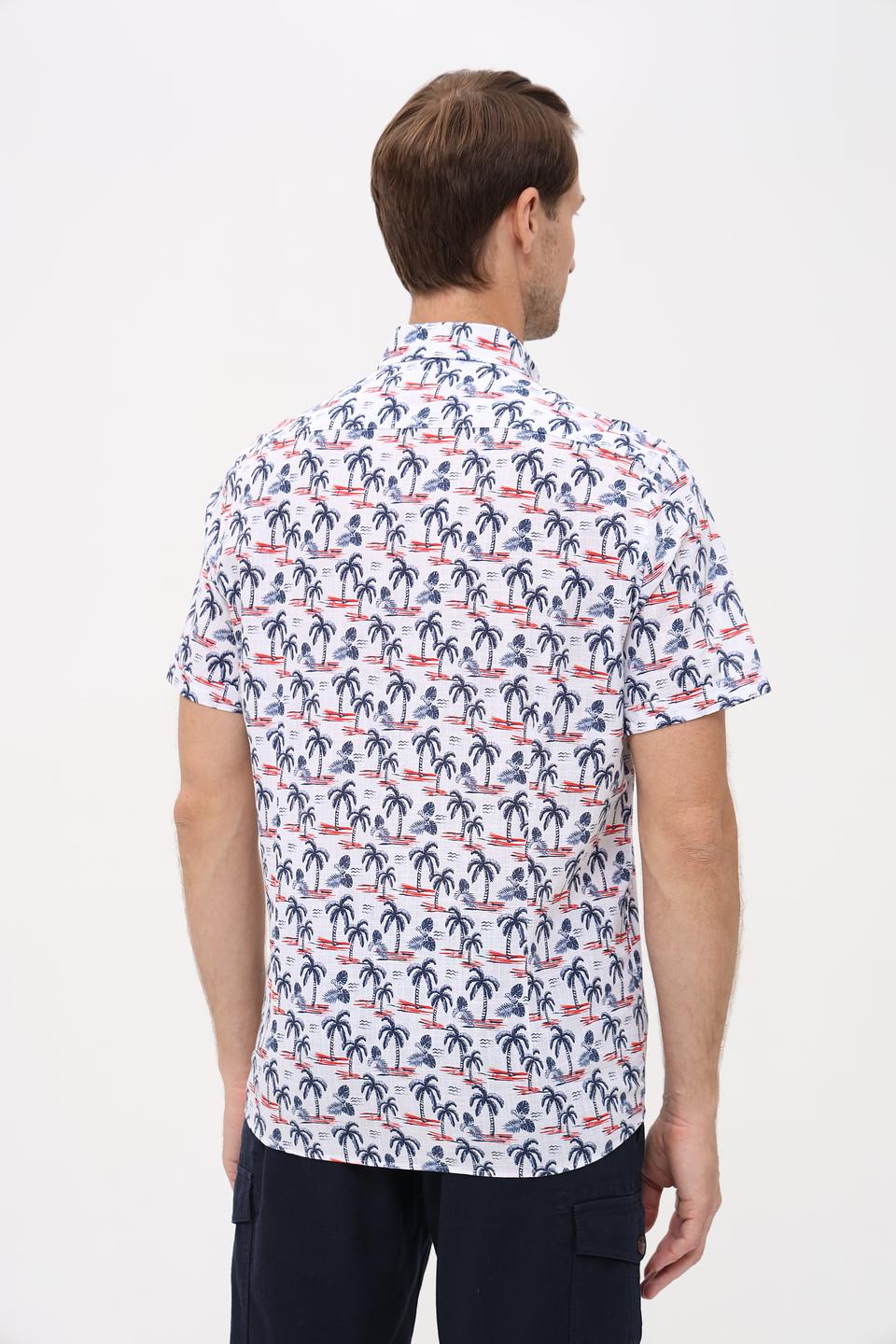 Рубашка кр Bugatti с пальмами