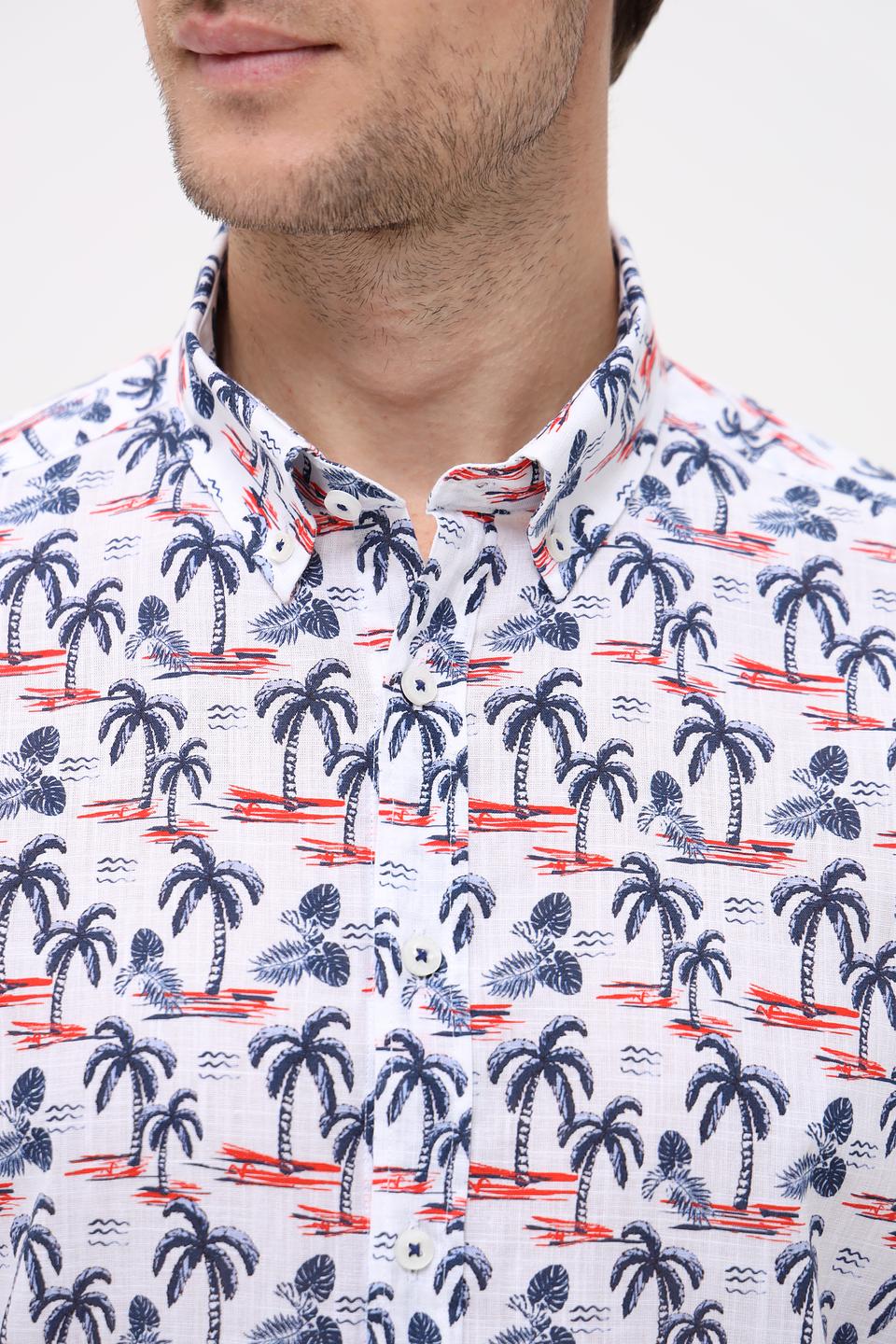 Рубашка кр Bugatti с пальмами