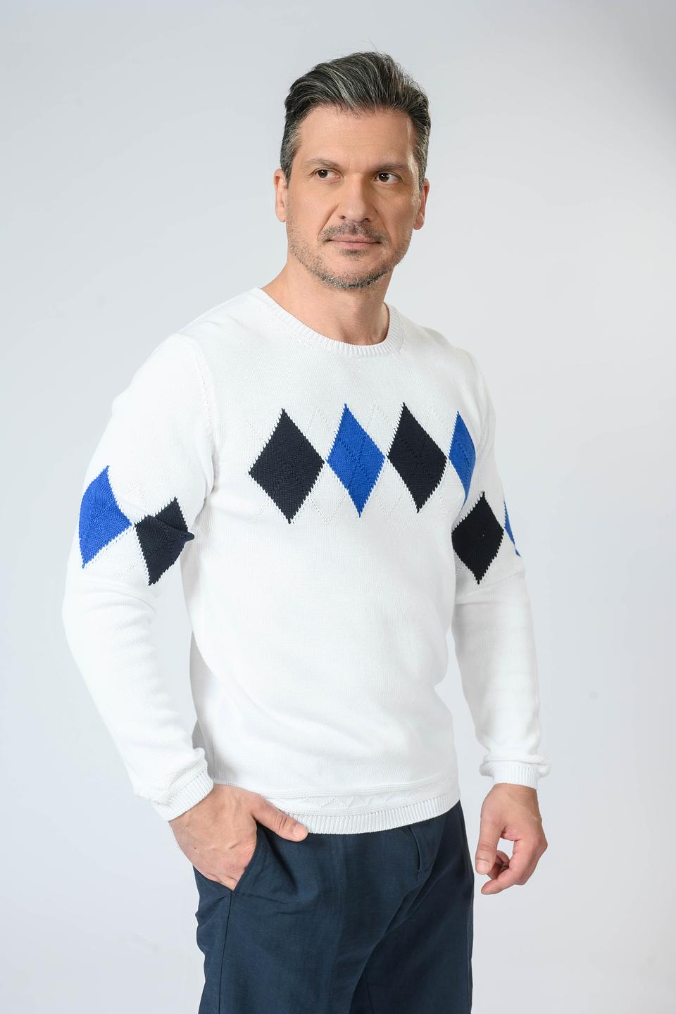 Джемпер Liu-Jo муж. с ромбами белый
