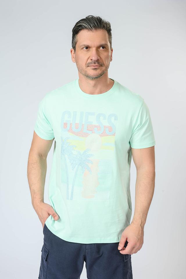 Футболка Guess с принтом голубой