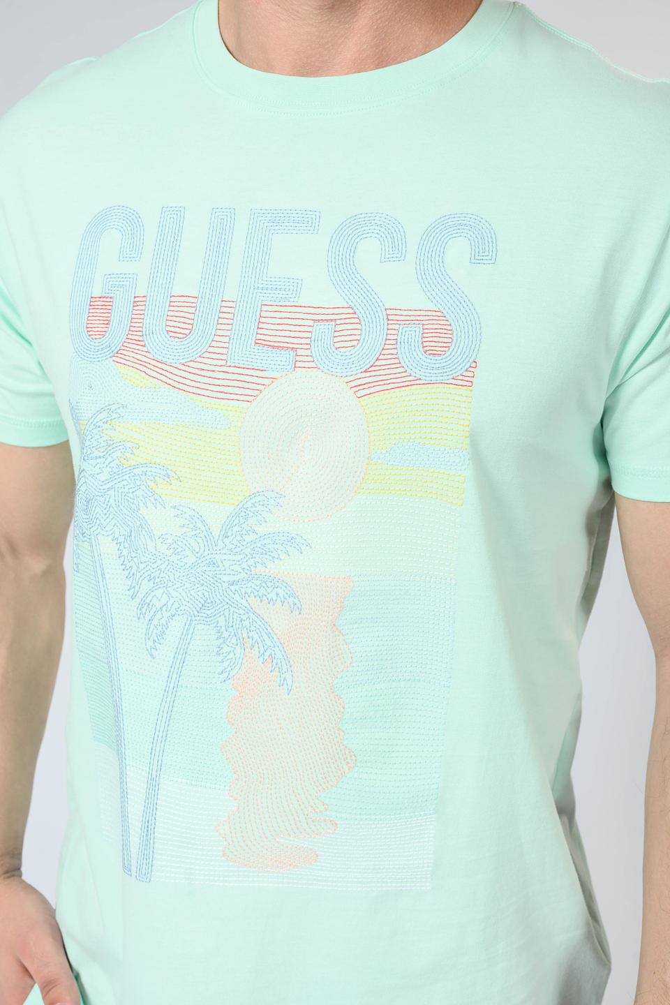 Футболка Guess с принтом голубой
