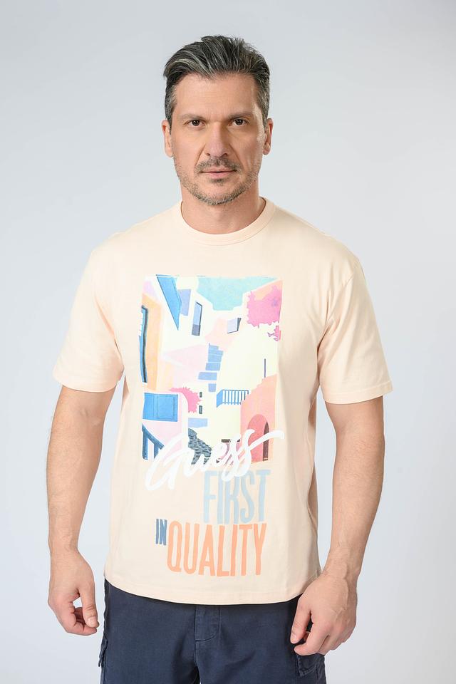 Футболка Guess с принтом розовый