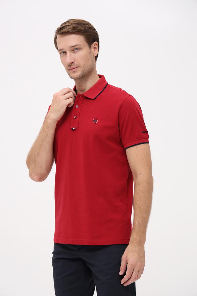 Поло Granchio с контрастной отделкой красный