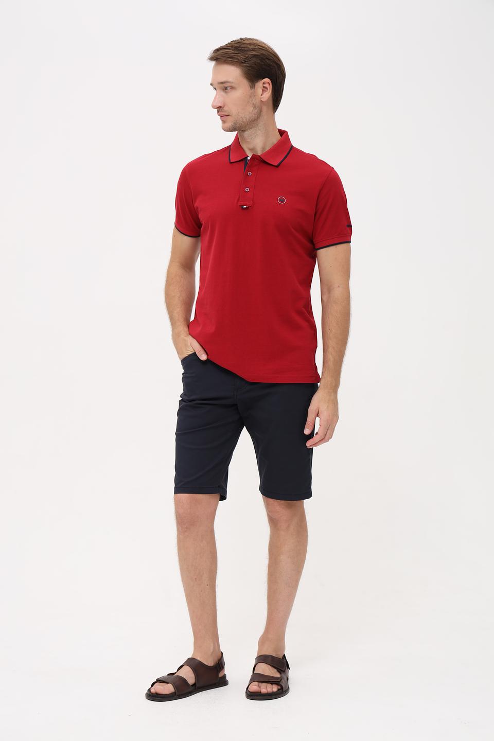 Поло Granchio с контрастной отделкой красный