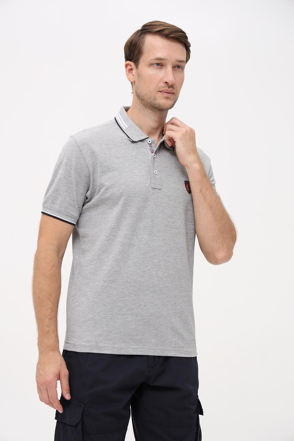 Поло Granchio c логотипом серый