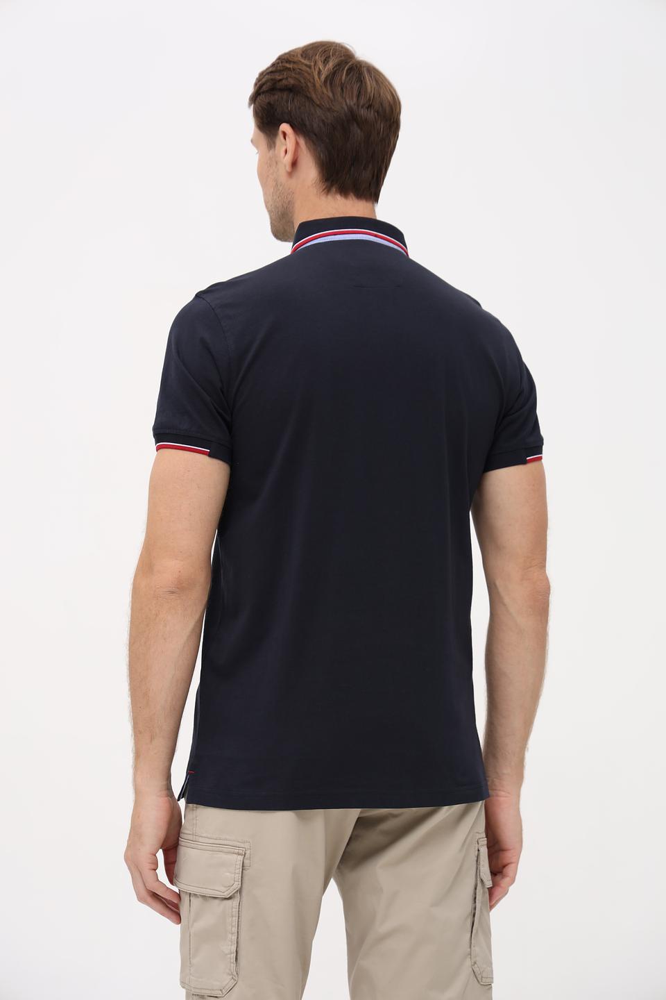 Поло Granchio мужское тёмно-синее с отделкой