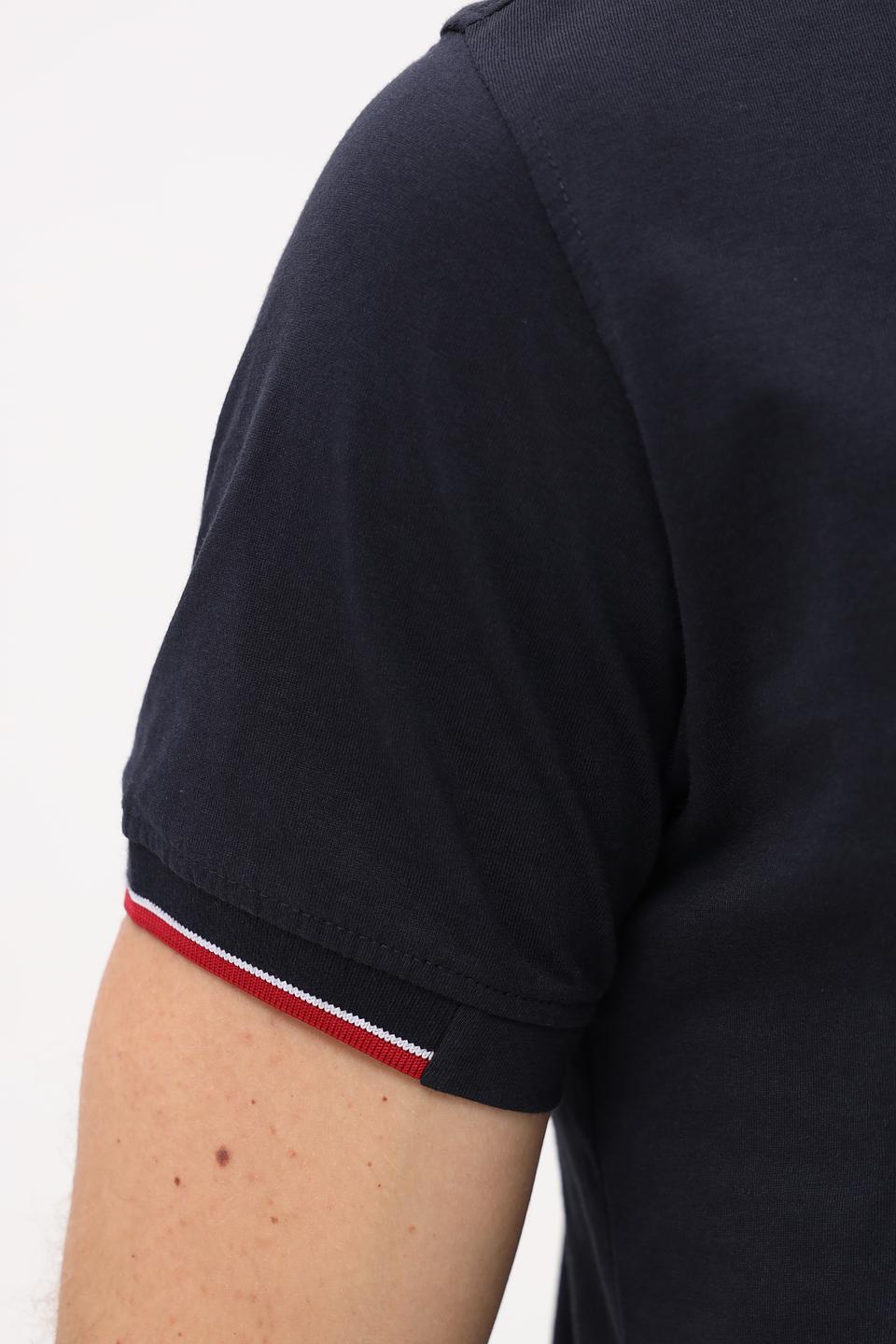 Поло Granchio мужское тёмно-синее с отделкой