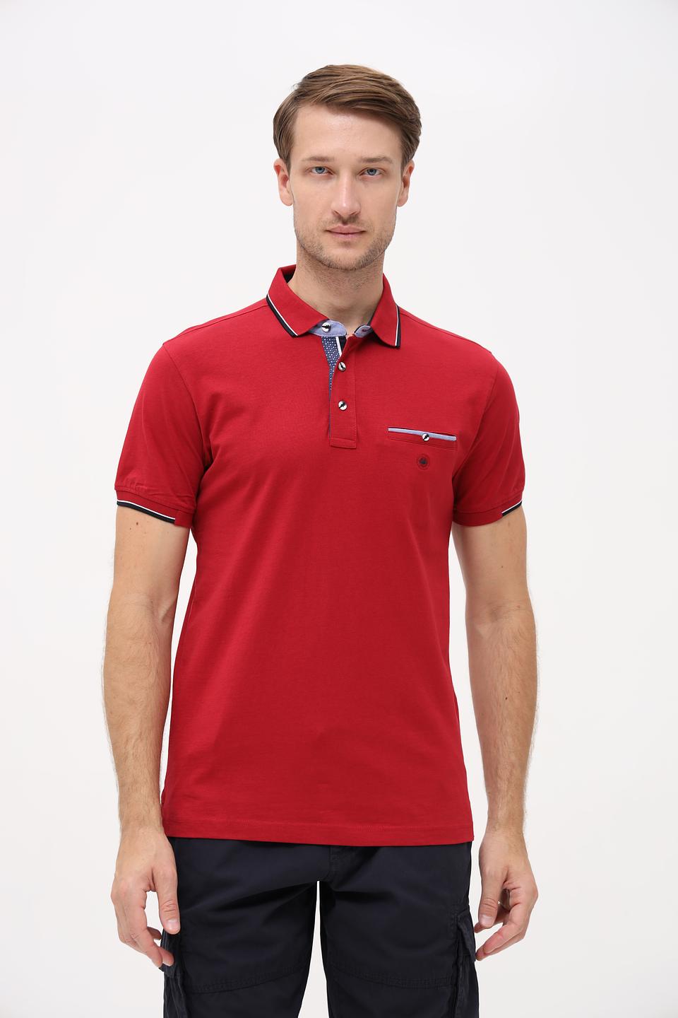 Поло Granchio красное с контрастной отделкой