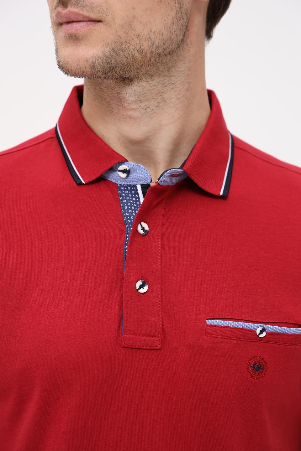 Поло Granchio красное с контрастной отделкой