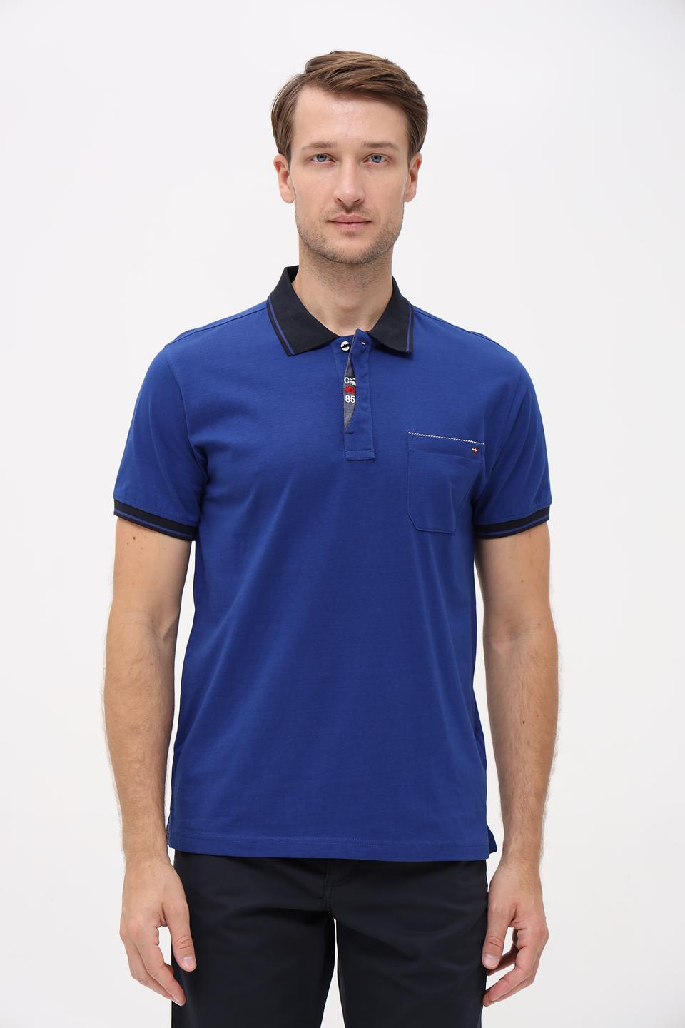 Поло Granchio синее с чёрным воротником