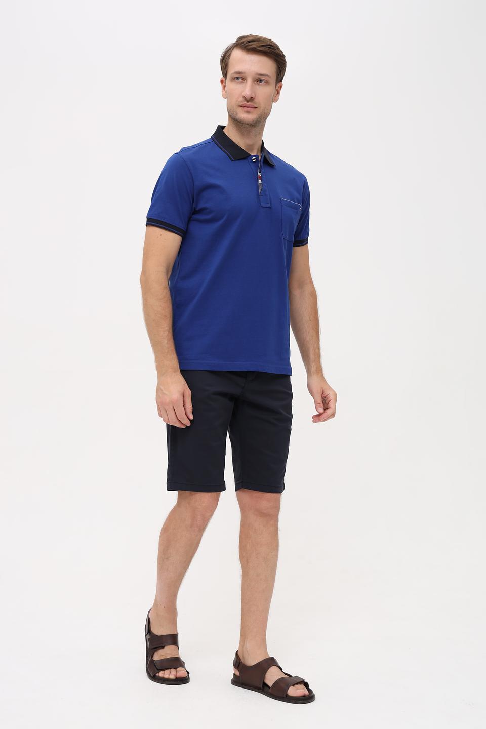 Поло Granchio синее с чёрным воротником