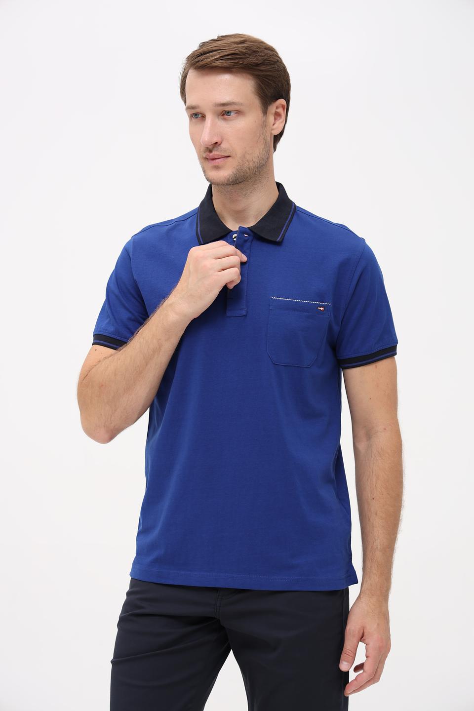 Поло Granchio синее с чёрным воротником