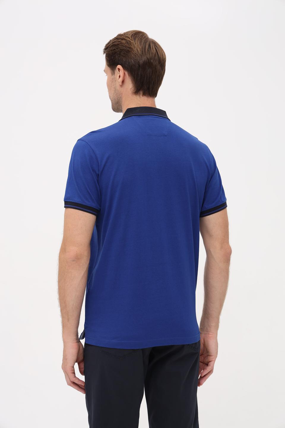 Поло Granchio синее с чёрным воротником